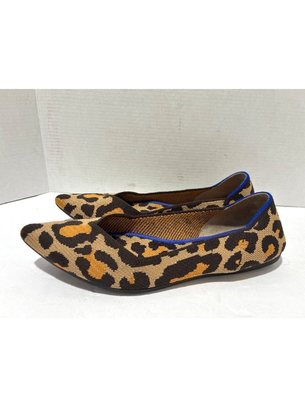 Rothy's Womens The Point ballet flats animal print pointed toe blue halo sz 8.5